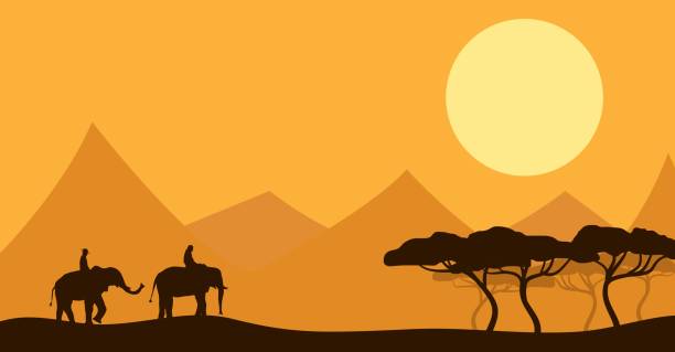 istock Two People Riding Elephants in African Savannah Landscape 2187835251