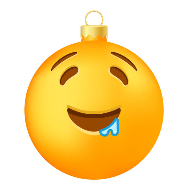 istock Emoji Christmas tree ball or toy with drooling face 2187837096