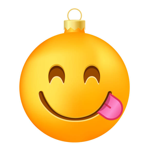 istock Emoji Christmas tree ball or toy with a face savoring a delicacy 2187837248