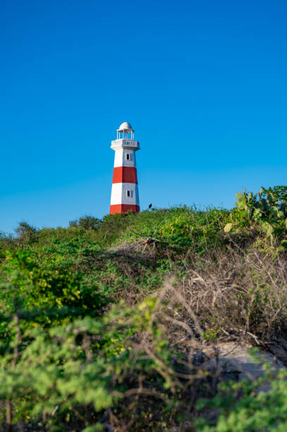 istock A lighthouse is on a hill with a clear blue sky 2187840275