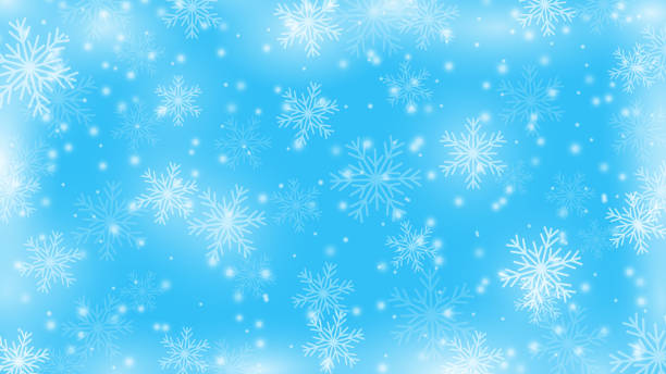 istock Frosty winter background with snowflakes. New Year's blue and white snow texture. 2187845057