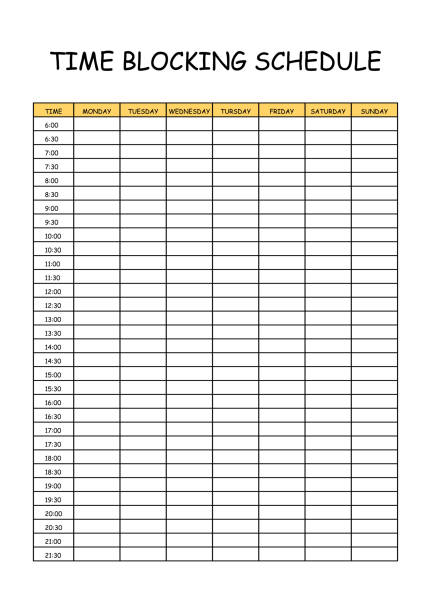istock 24 Hourly Weekly Schedule - Monday Start. Mockup for daily scheduling and time management. 30-minute increment hourly planner templates. Time Planner 2187845273