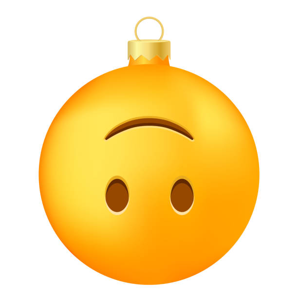 istock Emoji Christmas tree ball or toy with upside down face 2187850405