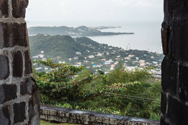 St. George's, Grenada - January 4, 2018: Scenic view of the town and coastline from Fort Frederick.