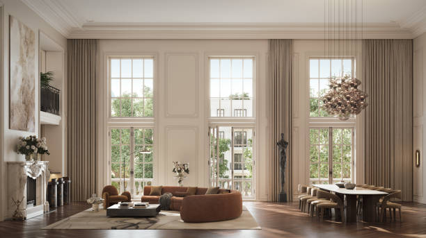 istock Spacious Living Room with Designer Furniture - Digitally Generated 2187851548