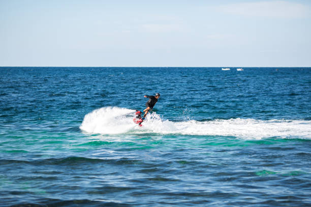 istock Silhouette of a fly board rider at sea 2187852261