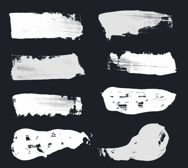 istock Set of grunge white brush painted acrylic isolated on black background. High resolution paintbrush collection. Grunge vector design elements. White dirty texture banners. 2187853501