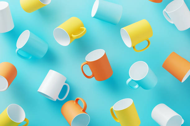 istock Colorful Mockup Mugs On Blue Background 2187860680