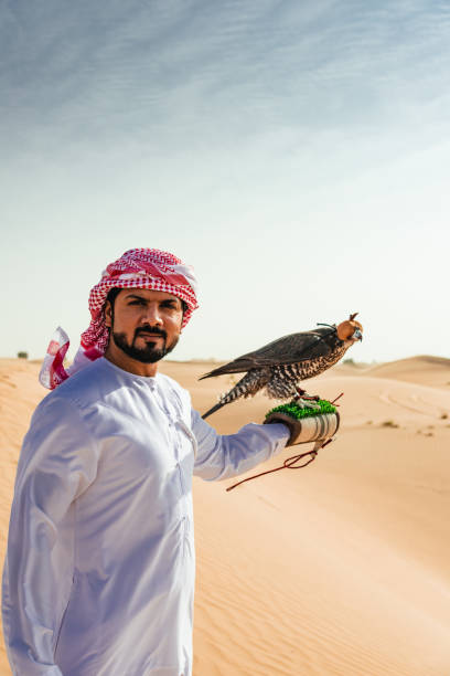istock arab man with falcon in the desert 2187865502