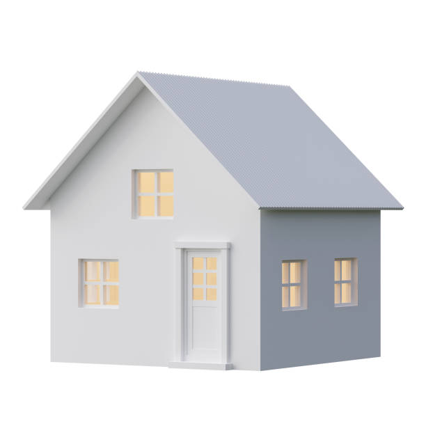 istock Simple style white tiny house architecture model isolated on white background with clipping path 3d render 2187865852