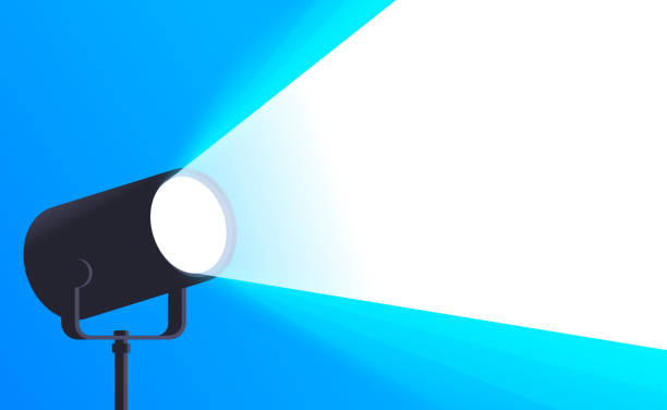 stockillustraties, clipart, cartoons en iconen met blue floodlight searchlight background - spotlicht belichting