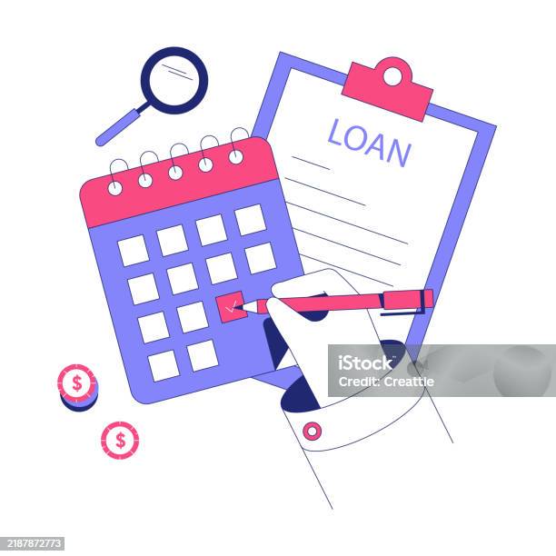 Financing Process Vector Loan Application Process With Clipboard And Calendar In Flat Vector ...