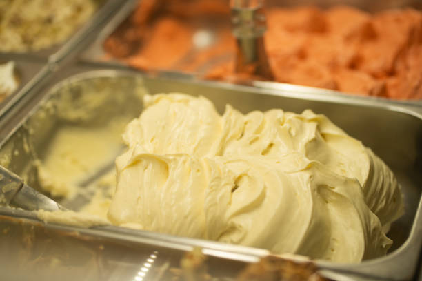 istock Pistachio ice cream in a metal container 2187874530