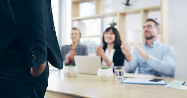 istock Clapping, speaker or presentation with hands of business people for support, success or celebration. Conference, winner or applause of audience for goal, motivation or victory for target achievement 2187876017