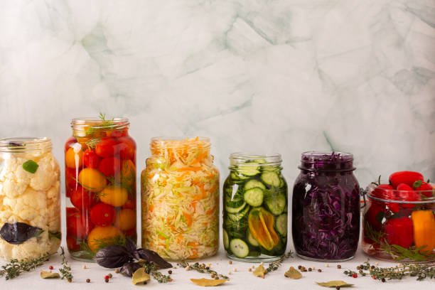 istock Fermentation of fresh cabbage, tomatoes, cucumbers, peppers and cauliflower, packed with probiotics and nutrition for a healthy diet 2187878202