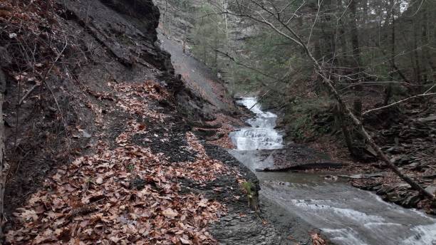 istock Natural rock formations in Conklin's Gully gorge New York State Nature outdoors in wilderness with clear water creek 2187879293
