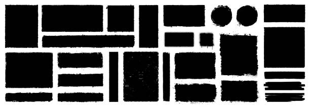 illustrations, cliparts, dessins animés et icônes de formes géométriques universelles de style grunge et demi-teinte, cercles, rectangles - sale
