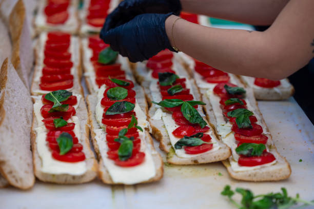 woman preparing the sandwiches