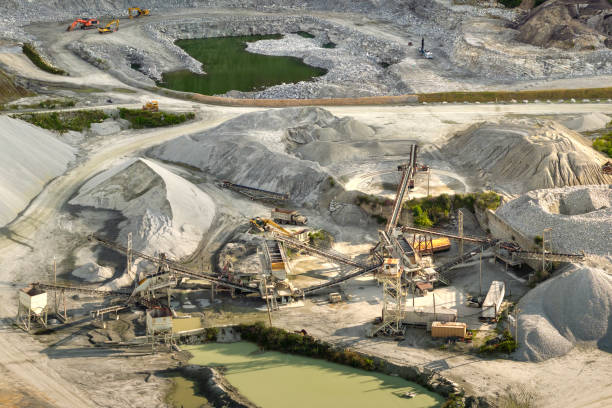 istock Aerial view of open pit mining site of limestone materials extraction for construction industry 2187894241