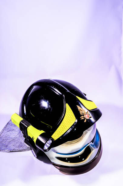 Black Italian Firefighter Helmet on a White Background