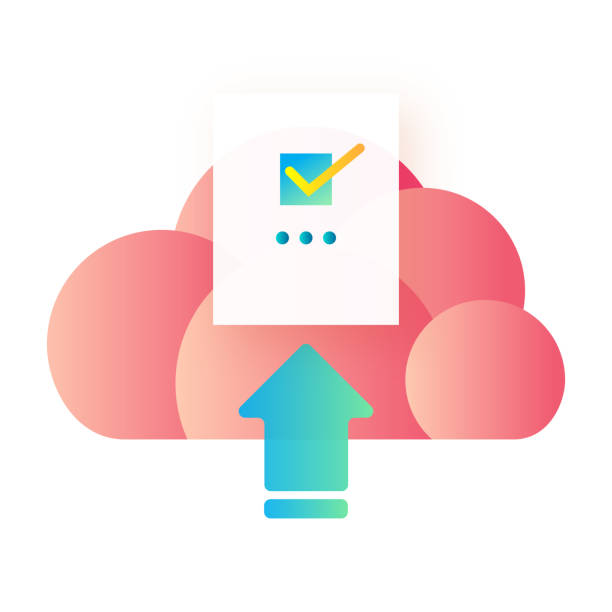 Cloud, upload and check icons, isolated vector illustration vector art illustration