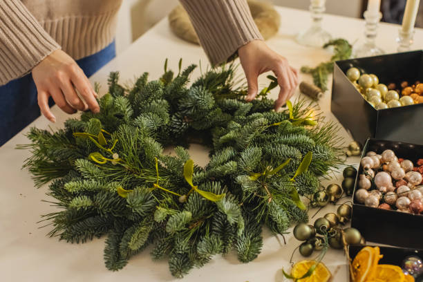 istock Advent Wreath with mistletoe branches. Christmas decor 2187899072