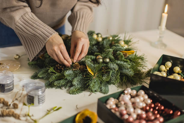 istock Making an Advent Wreath. Christmas decor 2187900275