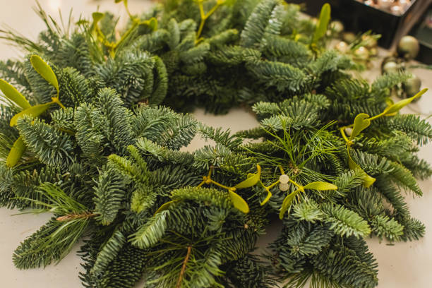 istock Advent Wreath with mistletoe branches. Christmas decor 2187901552