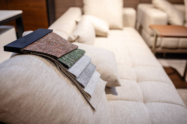 istock Close-up of fabric samples on a cushioned sofa 2187903351