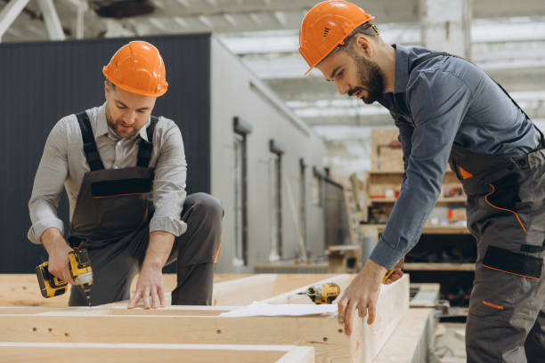 istock Construction workers building wooden frame in factory 2187904113