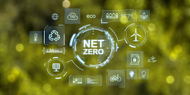 istock Earth hologram and net zero hud, technology and resources 2187905570