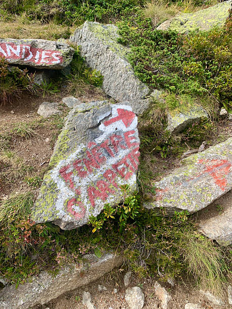 istock Rock indicating the Fenetre d'Arpette in Switzerland 2187905961