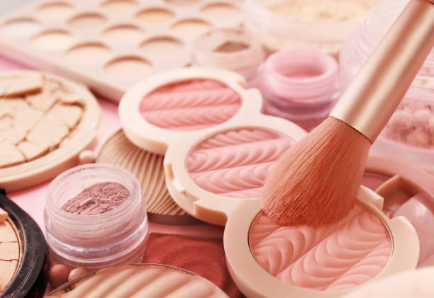 istock Varieties of blushes, blushers and rouges, beauty cosmetics with brushes 2187915508