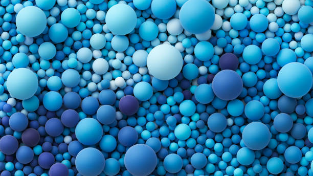 istock Many ocean blue bright color random soft balls background. Colorful balloons wall decoration of a children's festival. Huge pile of blue smooth gradient balls in various sizes. Vector background 2187925045