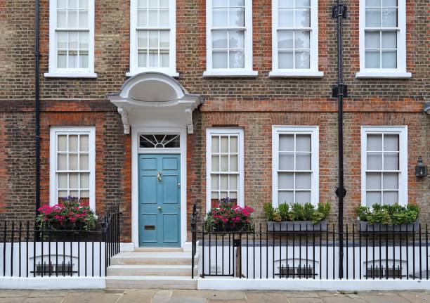 elegant london townhouses - georgiano estilo fotografías e imágenes de stock