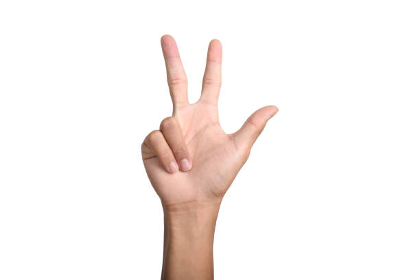 istock Male hand showing the number three gesture 2187926512