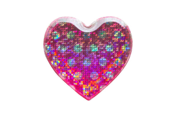 istock Heart shape hologram sticker isolated on white background 2187927449