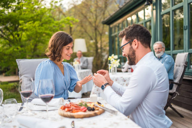 istock Romantic Engagement at Hotel Terrace 2187929139