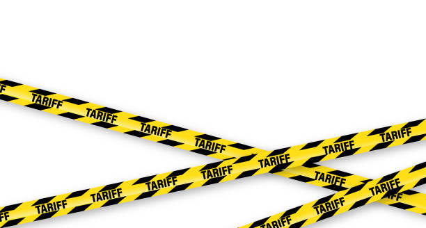 Tariff trade caution tape concept on white background Vector illustration of a Tariff trade caution tape concept Includes editable vector eps and high resolution jpg in download. All fonts outlined or expanded. tariff stock illustrations