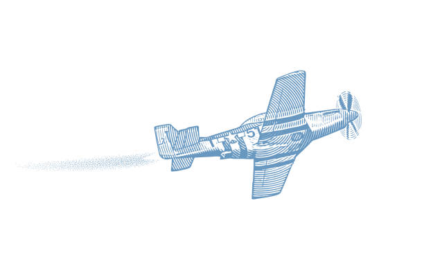 P-51 Mustang fighter plane flying high up in sky