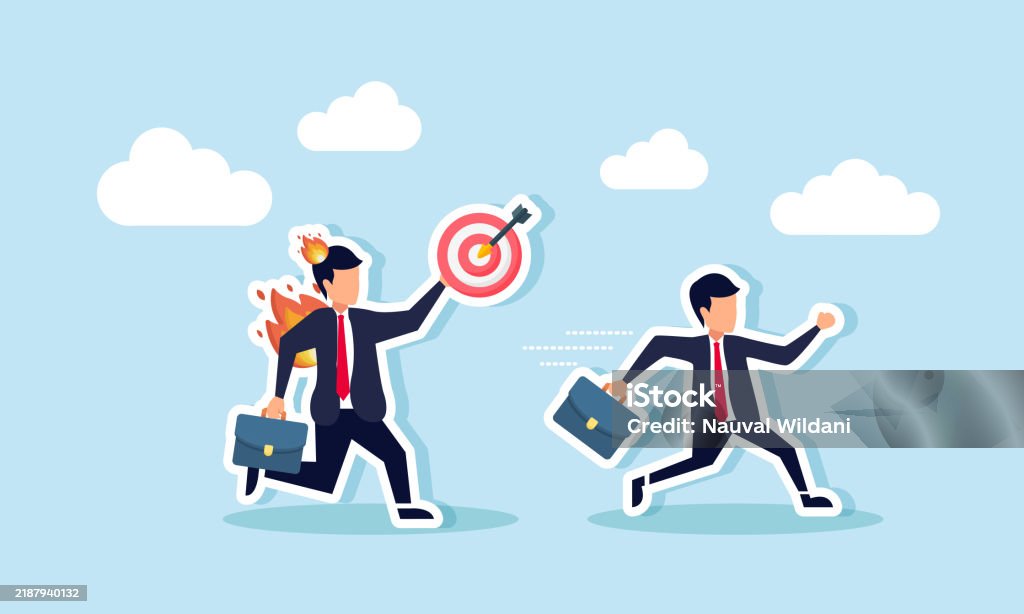 Chasing Target A Businessman Running To Avoid A Chasing Businessman On Fire Carrying A ...