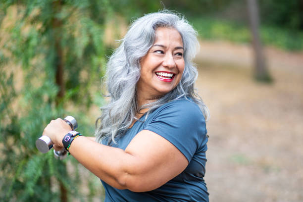 istock Senior Mexican Woman Working Out 2187944080