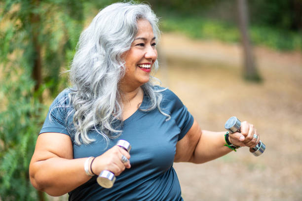 istock Senior Mexican Woman Working Out 2187944262