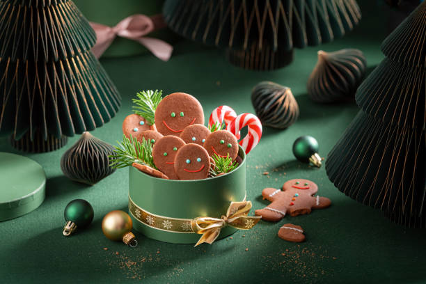istock Cute Christmas gingerbread mans as present for Christmas Eve. 2187945350