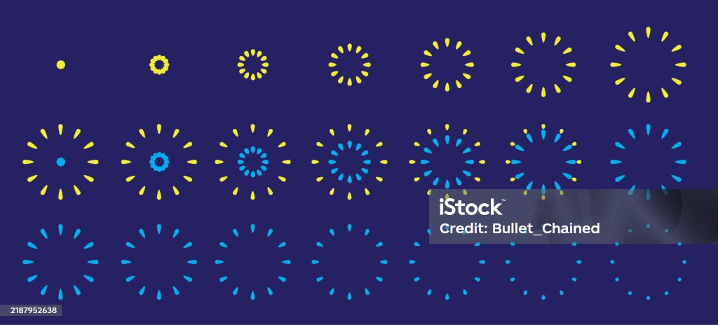 Firework Frame Animation Fireworks Gold And Blue Double Flat Design Animation Motion Sequence ...
