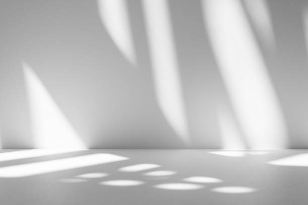 istock Wall interior background, studio and backdrops show products.with shadow from window color white . background for text insertion and presentation product 2187956254
