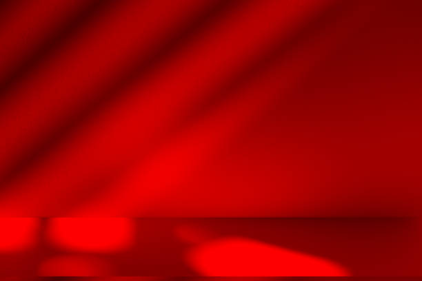 istock Wall interior background, studio and backdrops show products.with shadow from window color red . background for text insertion and presentation product 2187956265