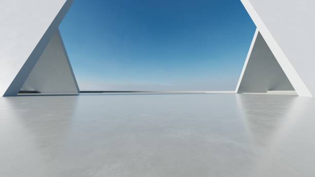 istock 3d render of abstract modern concrete architecture with empty cement floor, minimal exterior, car presentation background 2187959240