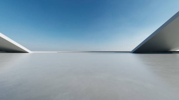 istock 3d render of abstract modern concrete architecture with empty cement floor, minimal exterior, car presentation background 2187959246