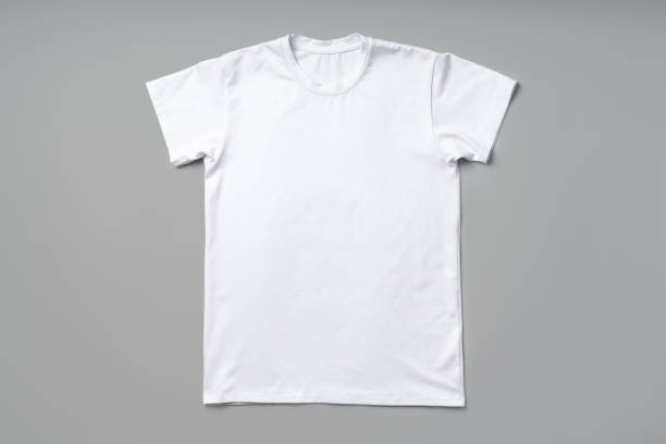 istock Cotton T-shirt on gray background flat lay top view 2187966618